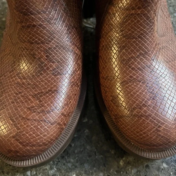 Brown Snake Print Ankle Boots - Picture 6 of 7